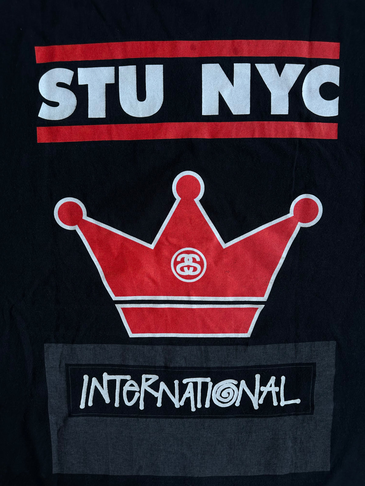 Vintage Stussy STU NYC Crown International Tee Black