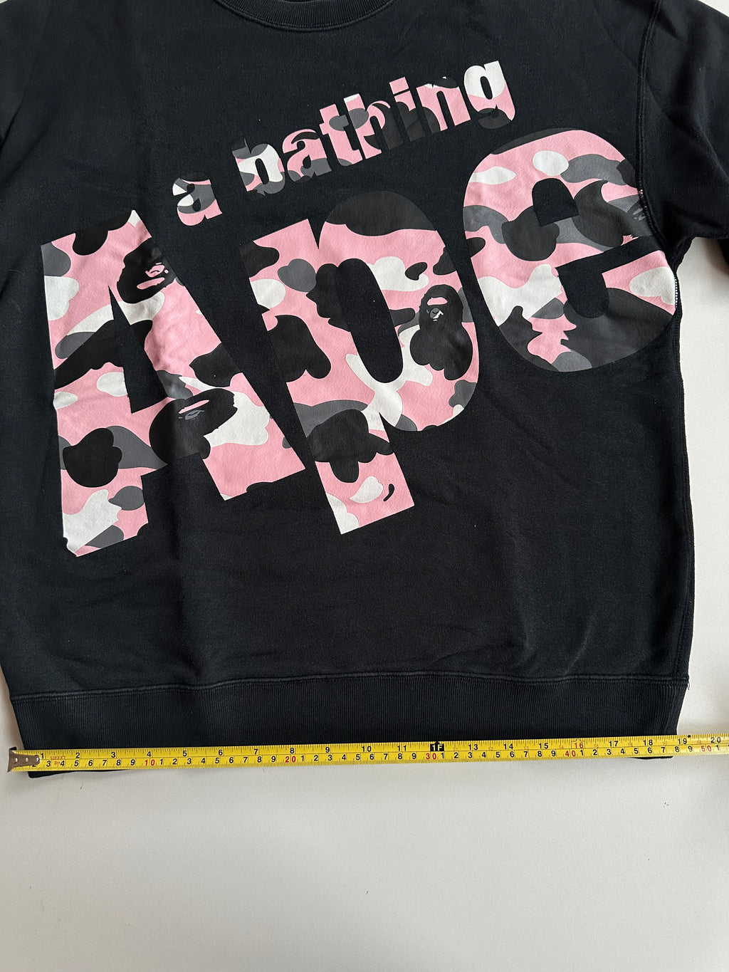 BAPE Pink Camo Big APE Logo Crewneck Sweatshirt Black - Size M