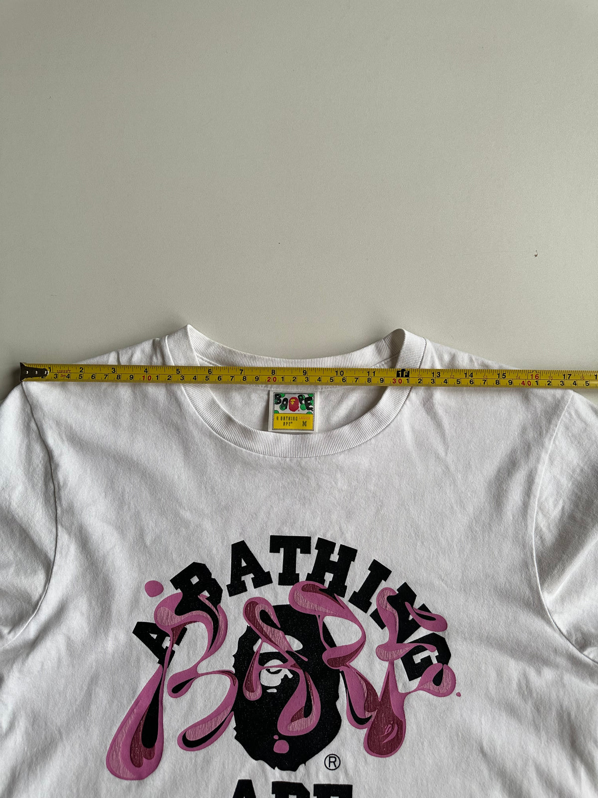 BAPE Marble Camo Liquid College Tee White / Pink – SS22 – Size M