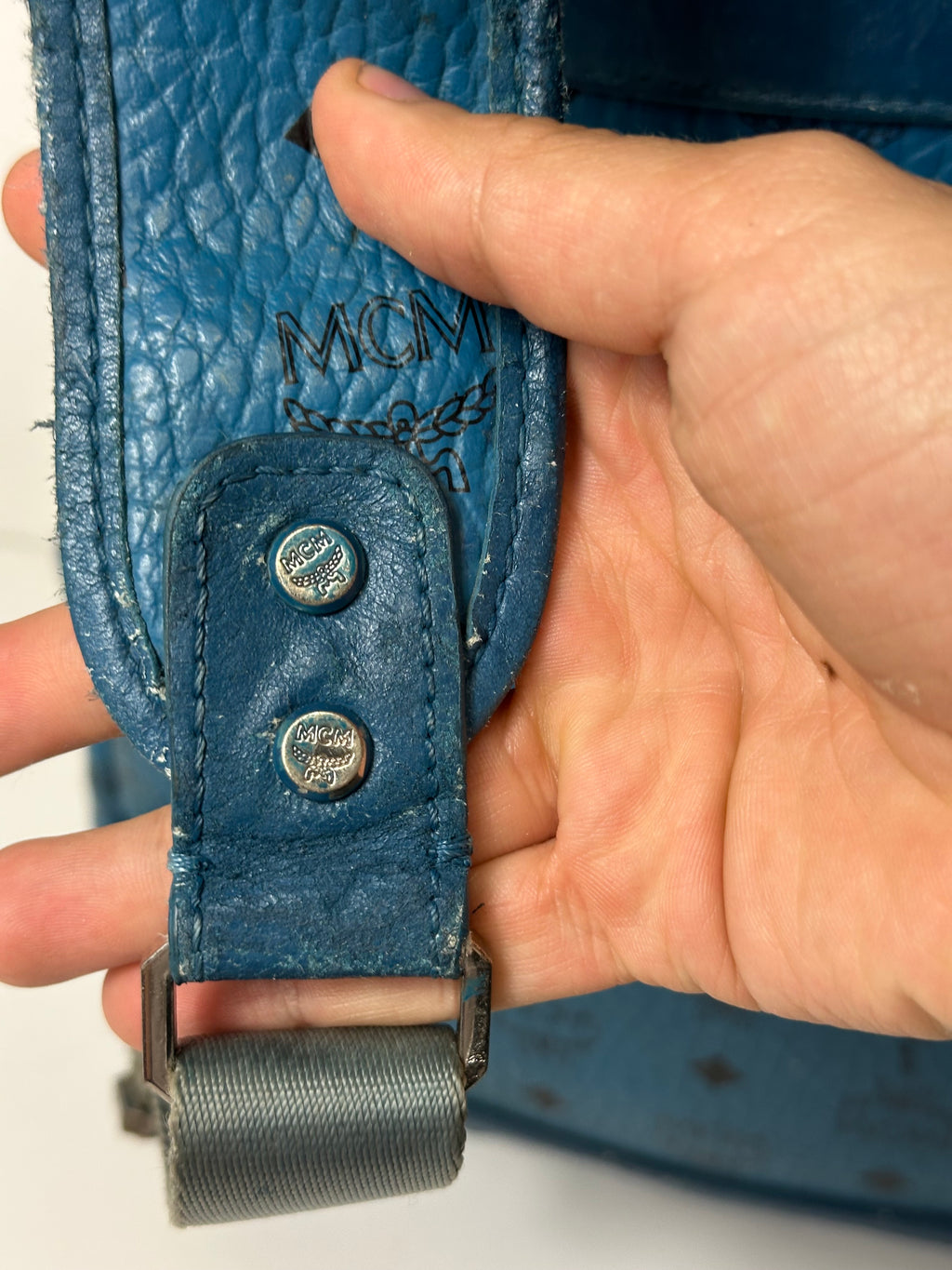 Vintage MCM Royal Blue Studded Leather Backpack