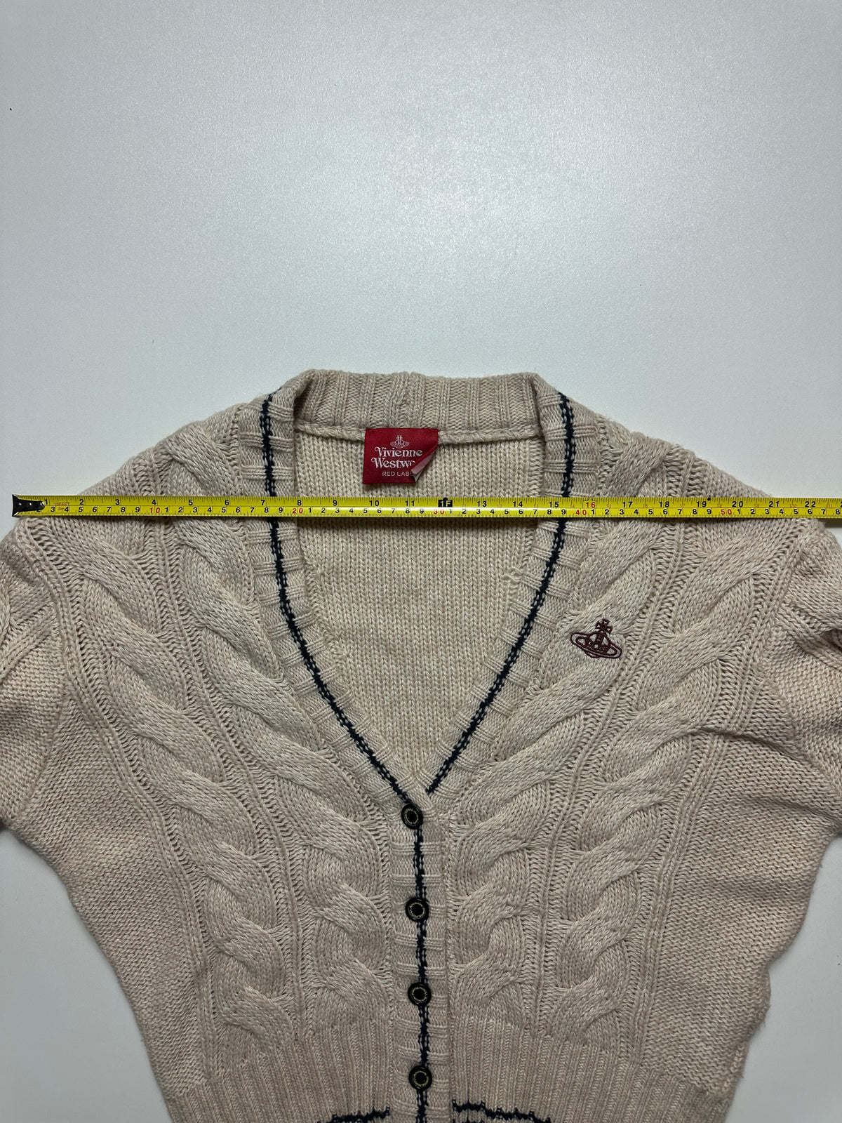 Vivienne Westwood Red Label Cable Knit Orb Cardigan Beige - Size L