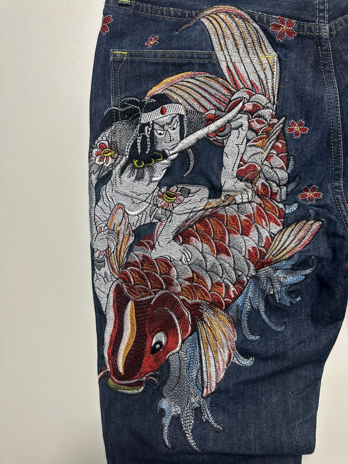 SUGOI Japan Tattoo Koi Embroidered Jeans - Size 36