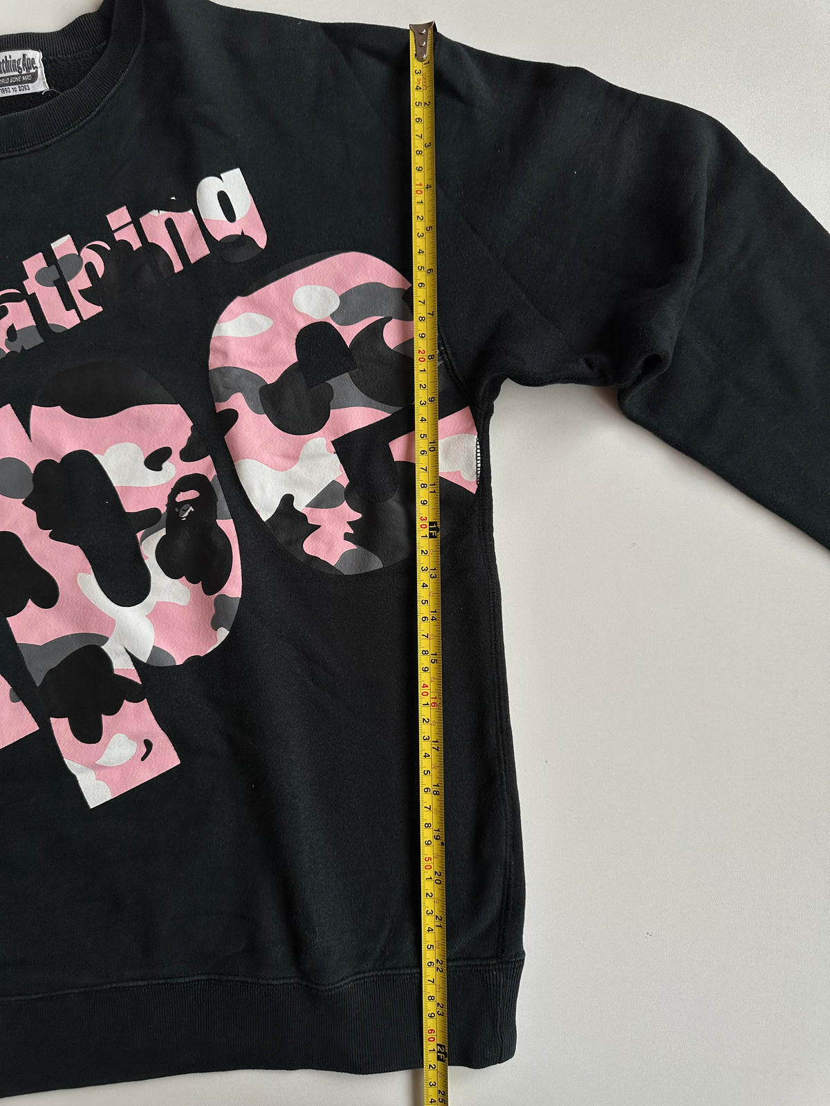 BAPE Pink Camo Big APE Logo Crewneck Sweatshirt Black - Size M