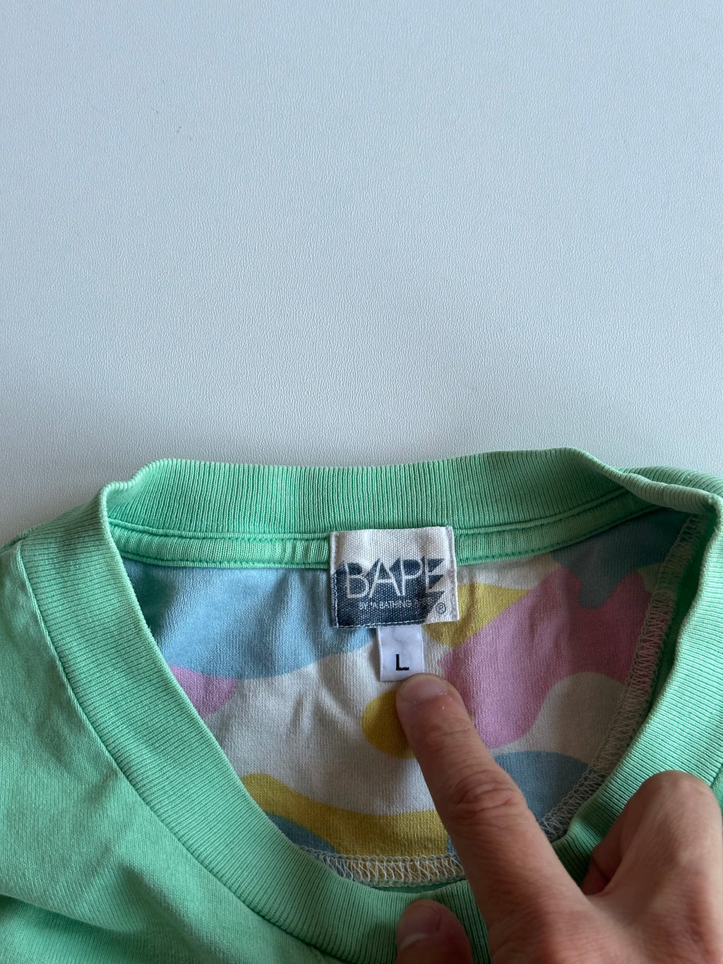 BAPE Varsity Logo Tee Mint Green / Pink