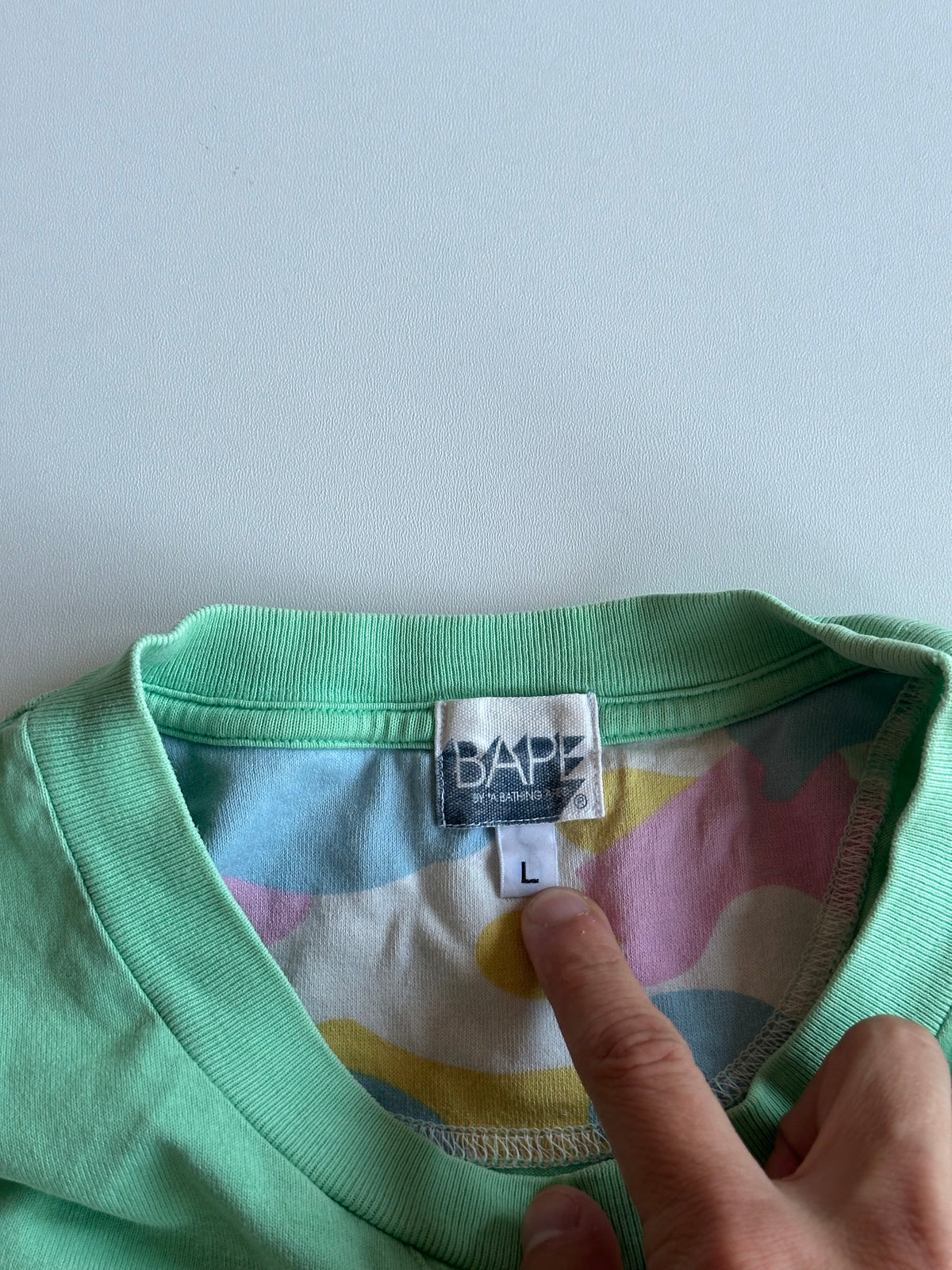 BAPE Varsity Logo Tee Mint Green / Pink
