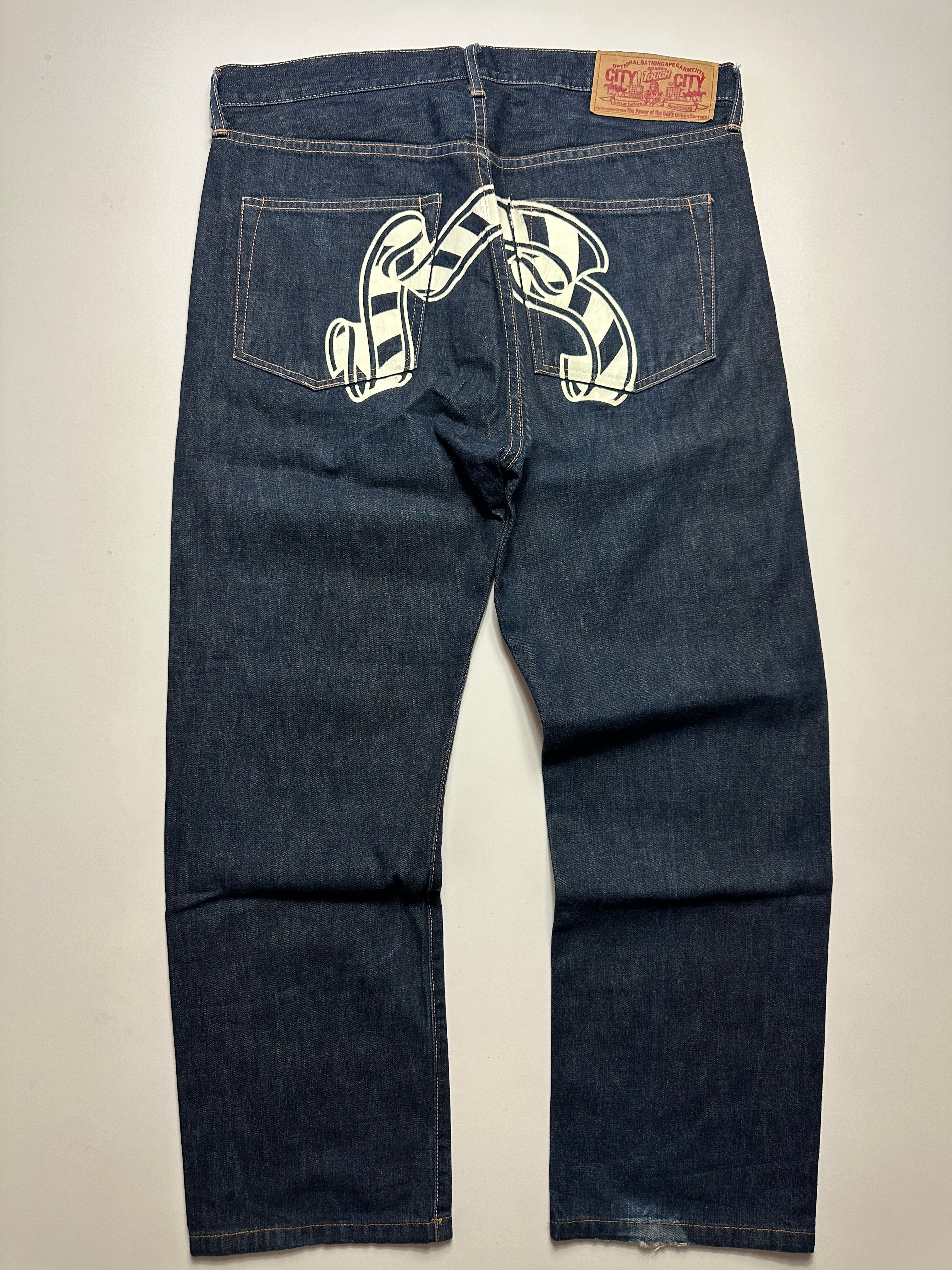 Vintage 00’ Bape Sad Face Baggy Jeans