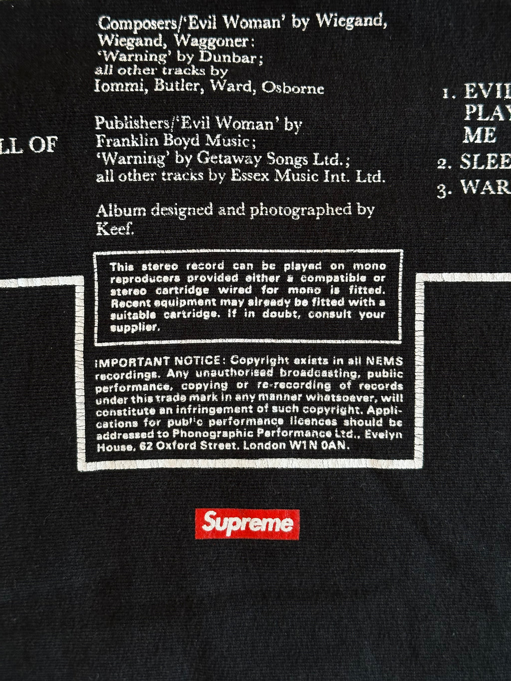 Supreme x Black Sabbath Hooded Sweatshirt Black – SS16