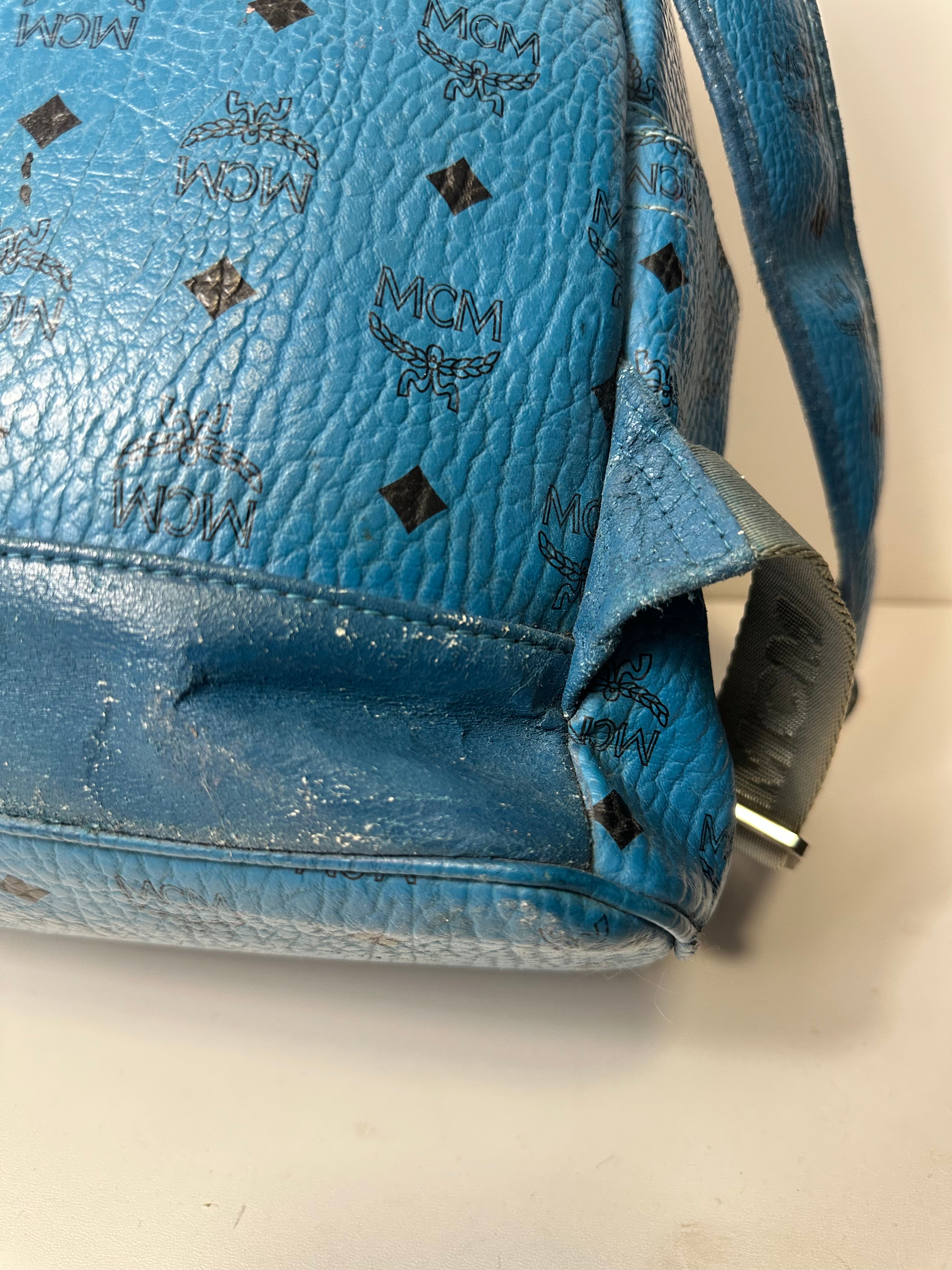 Vintage MCM Royal Blue Studded Leather Backpack