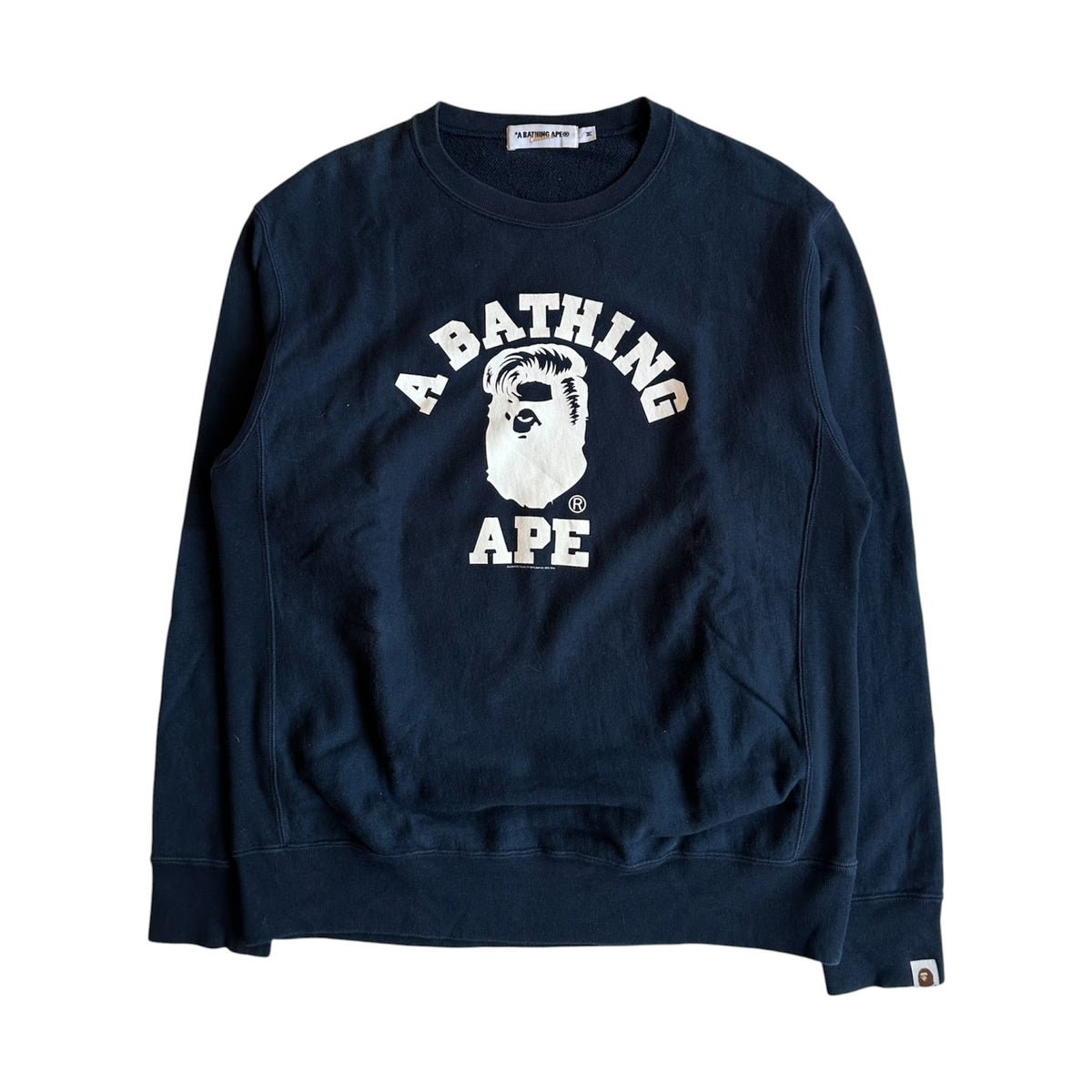 BAPE Harajuku Opening Pompadour College Crewneck Navy – 2008 – Size M