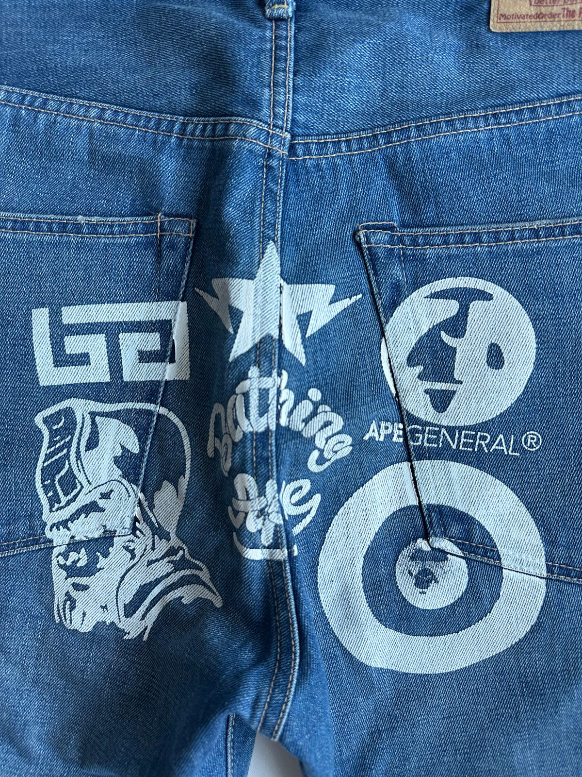 Vintage BAPE Ape General Logo Selvedge Jeans Washed Blue