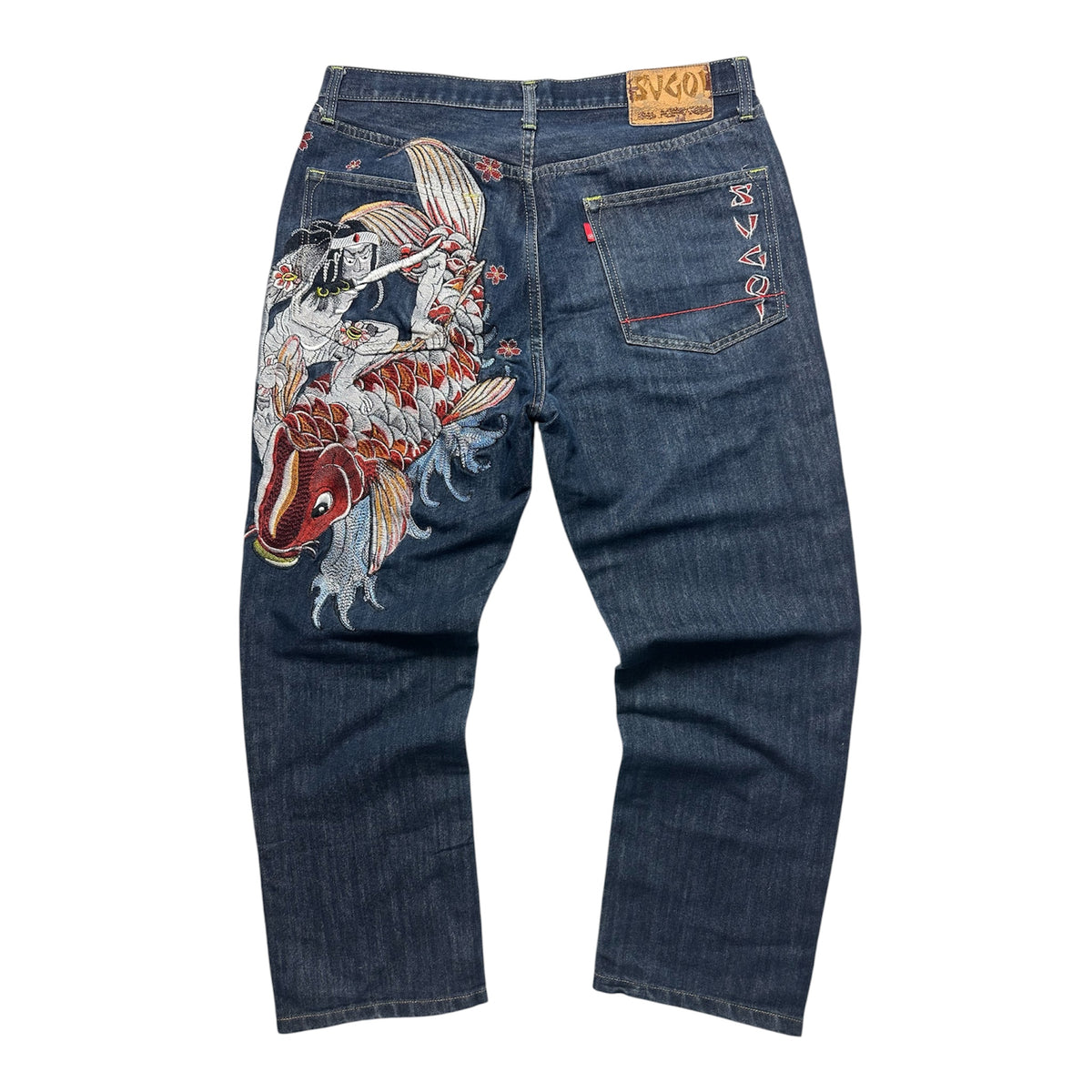 SUGOI Japan Tattoo Koi Embroidered Jeans - Size 36