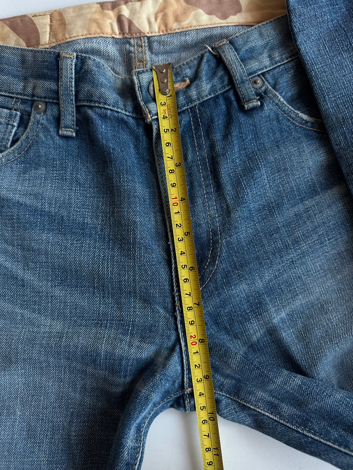 BAPE Studded Ape Head Denim Jeans Washed Blue