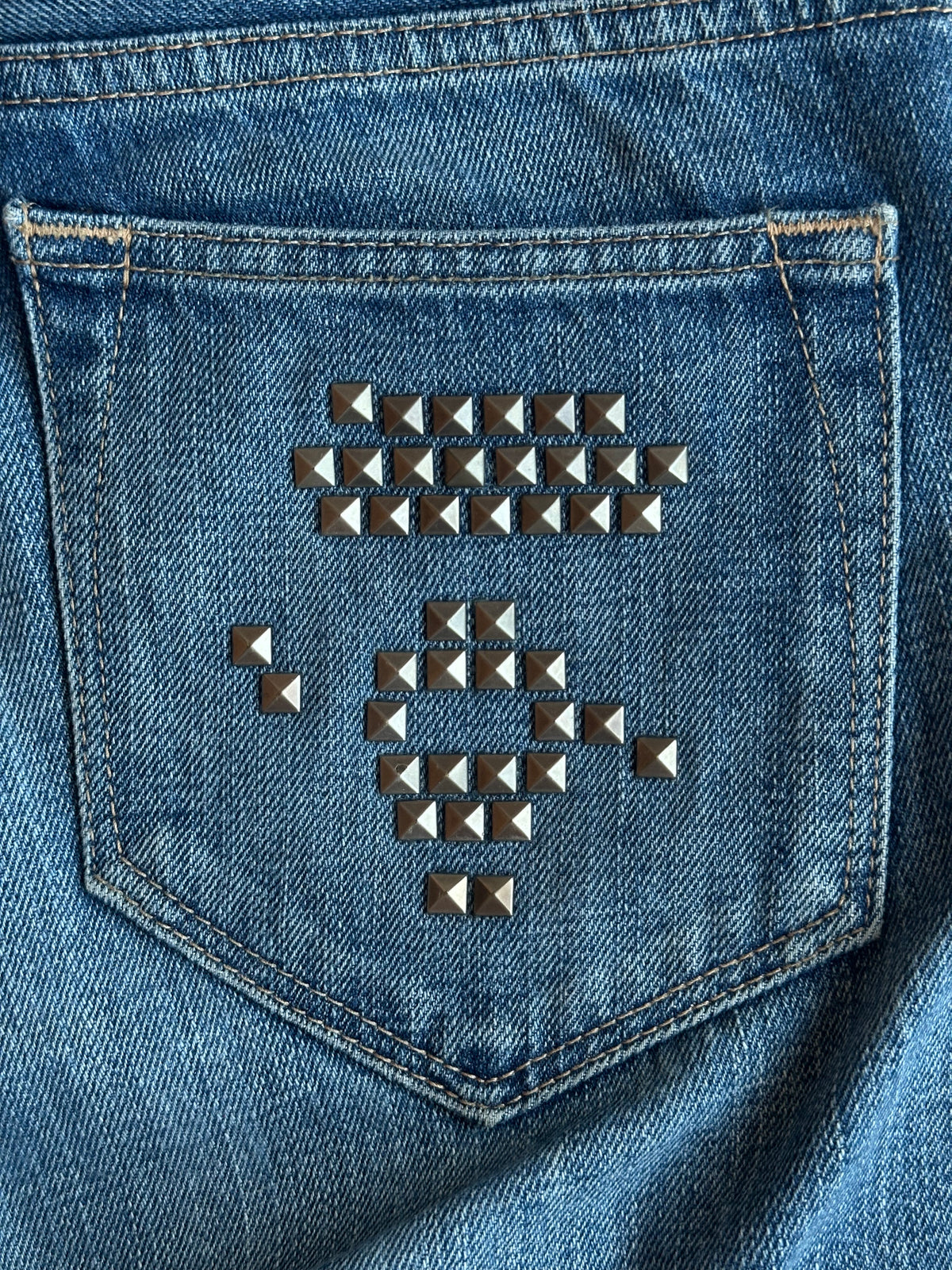 BAPE Studded Ape Head Denim Jeans Washed Blue