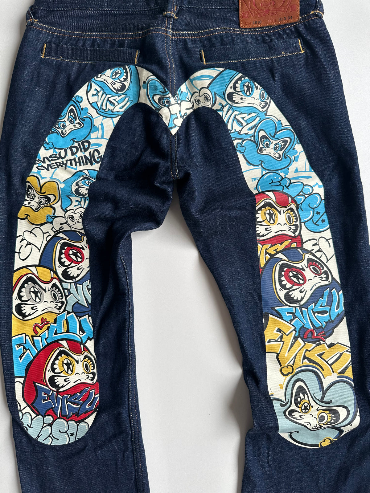 EVISU Graffiti Daruma Daicock Slim Fit Jeans #2010 Indigo – SS23 – W30 L34