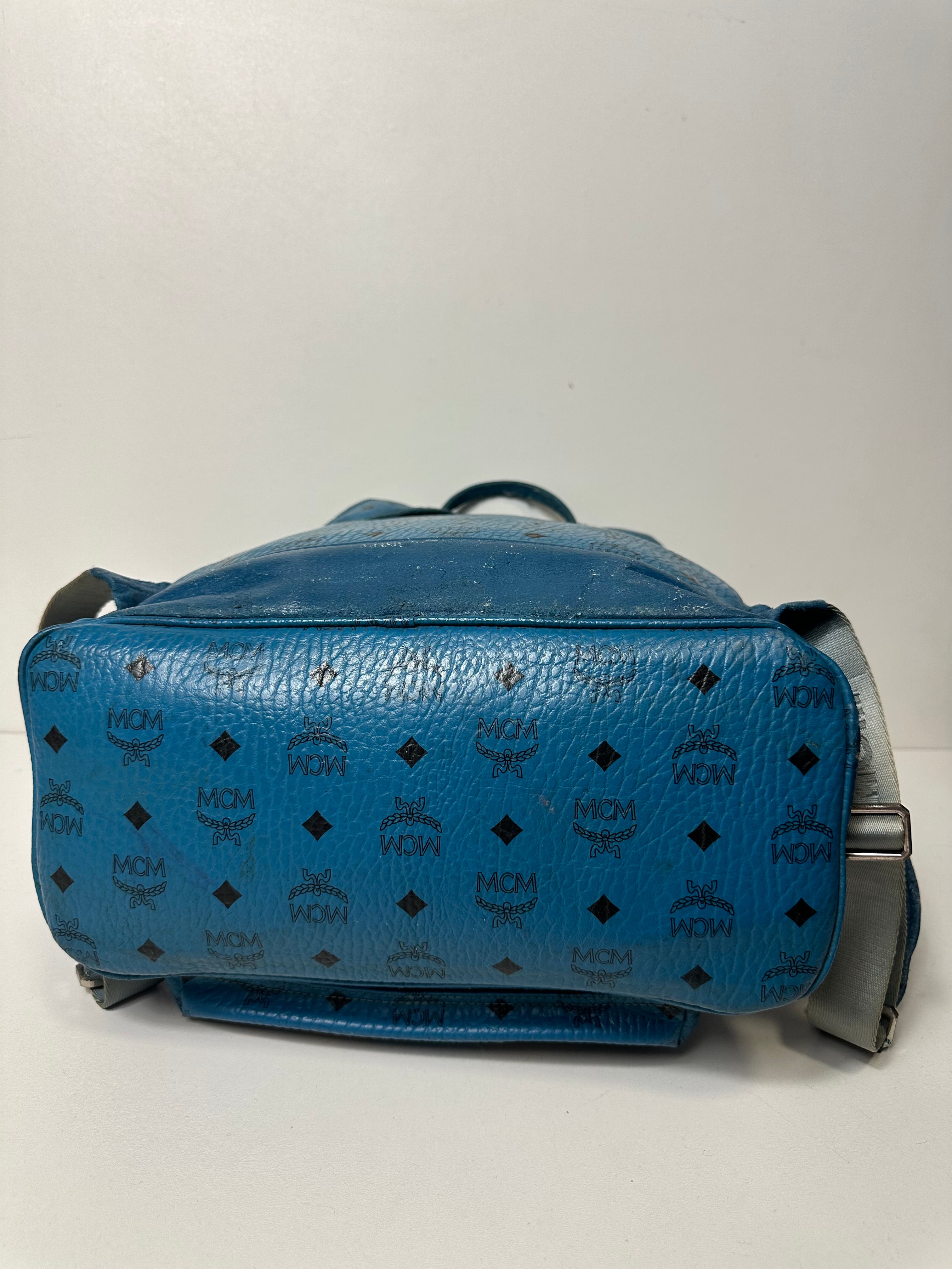 Vintage MCM Royal Blue Studded Leather Backpack