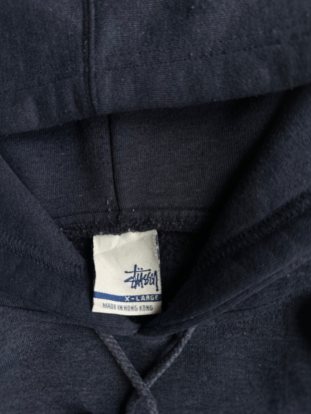 Vintage Stussy Skull Logo Hoodie Navy