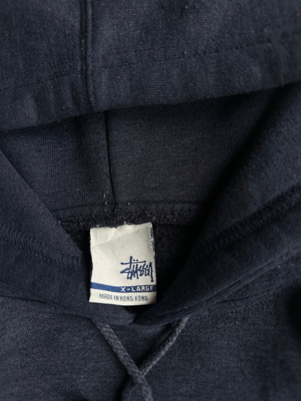 Vintage Stussy Skull Logo Hoodie Navy