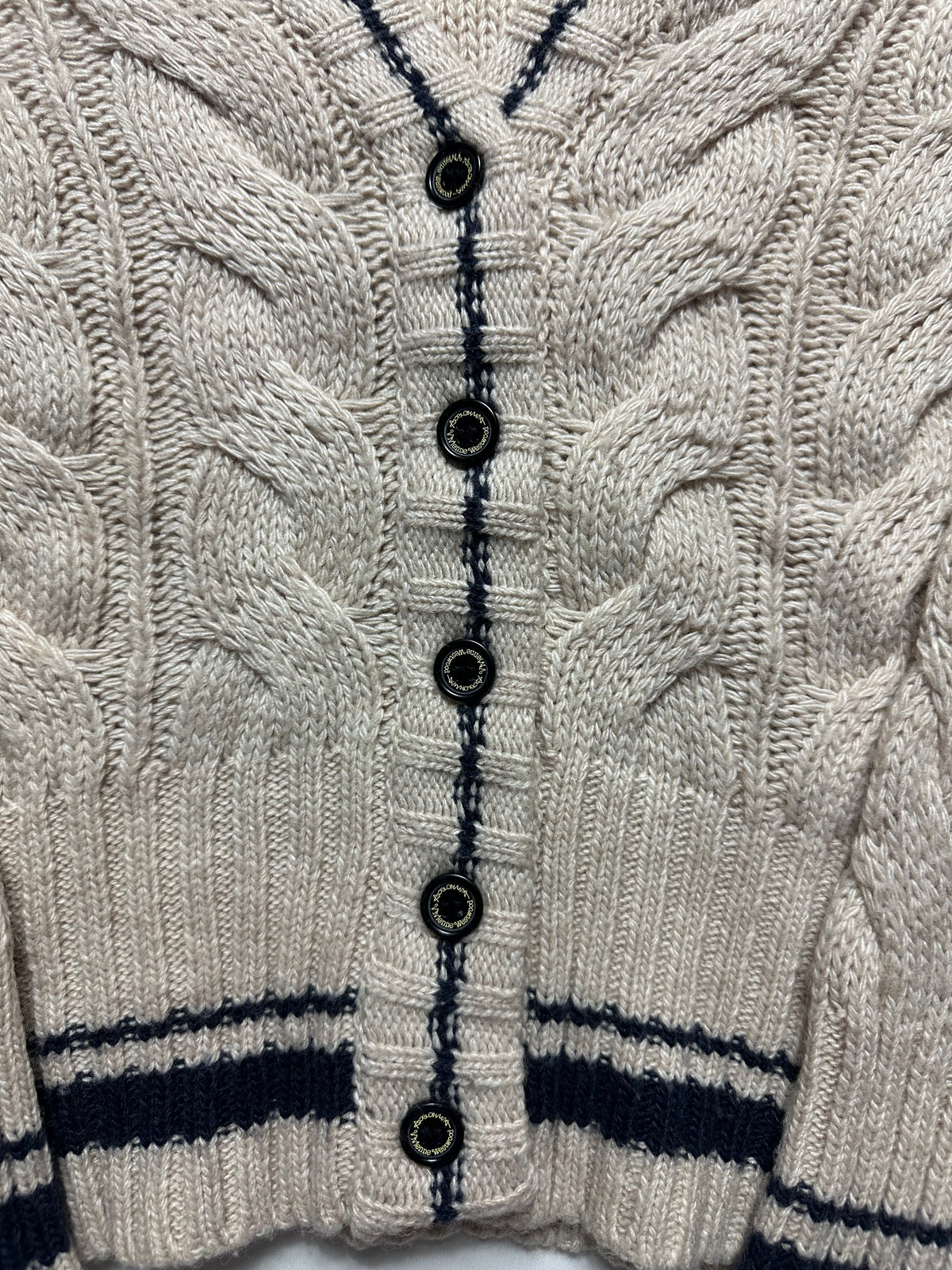 Vivienne Westwood Red Label Cable Knit Orb Cardigan Beige - Size L