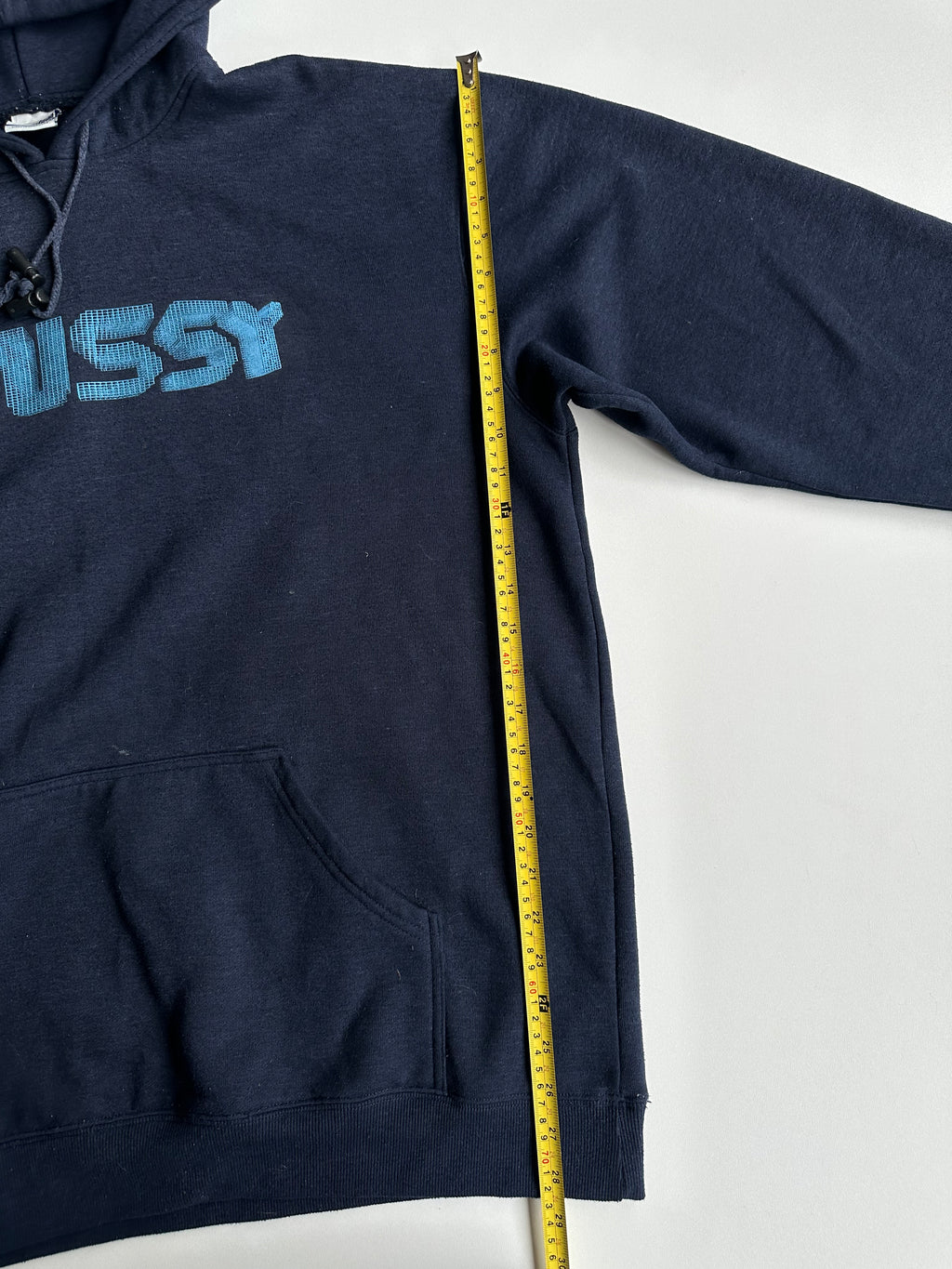 Vintage Stussy Skull Logo Hoodie Navy