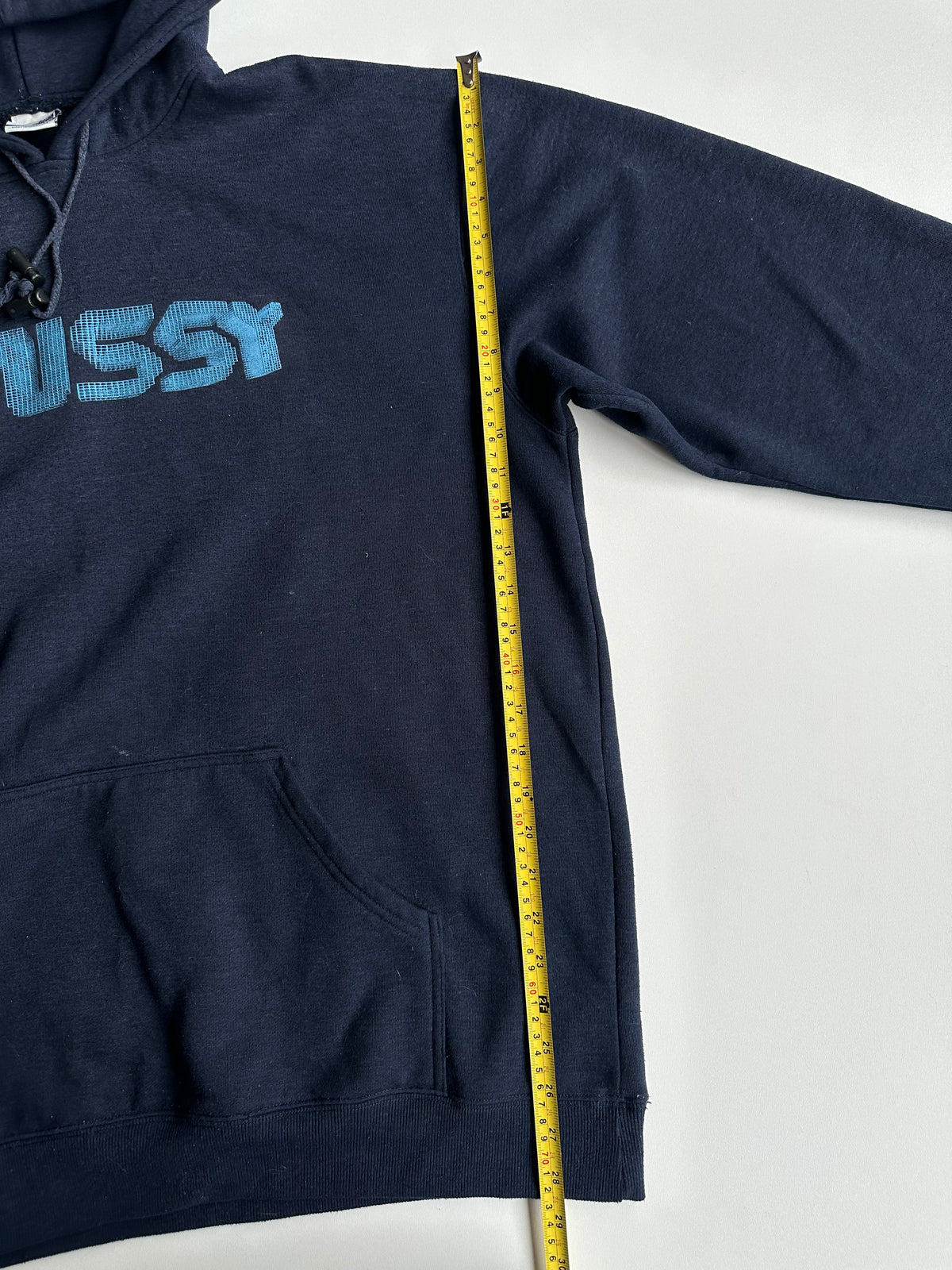 Vintage Stussy Skull Logo Hoodie Navy