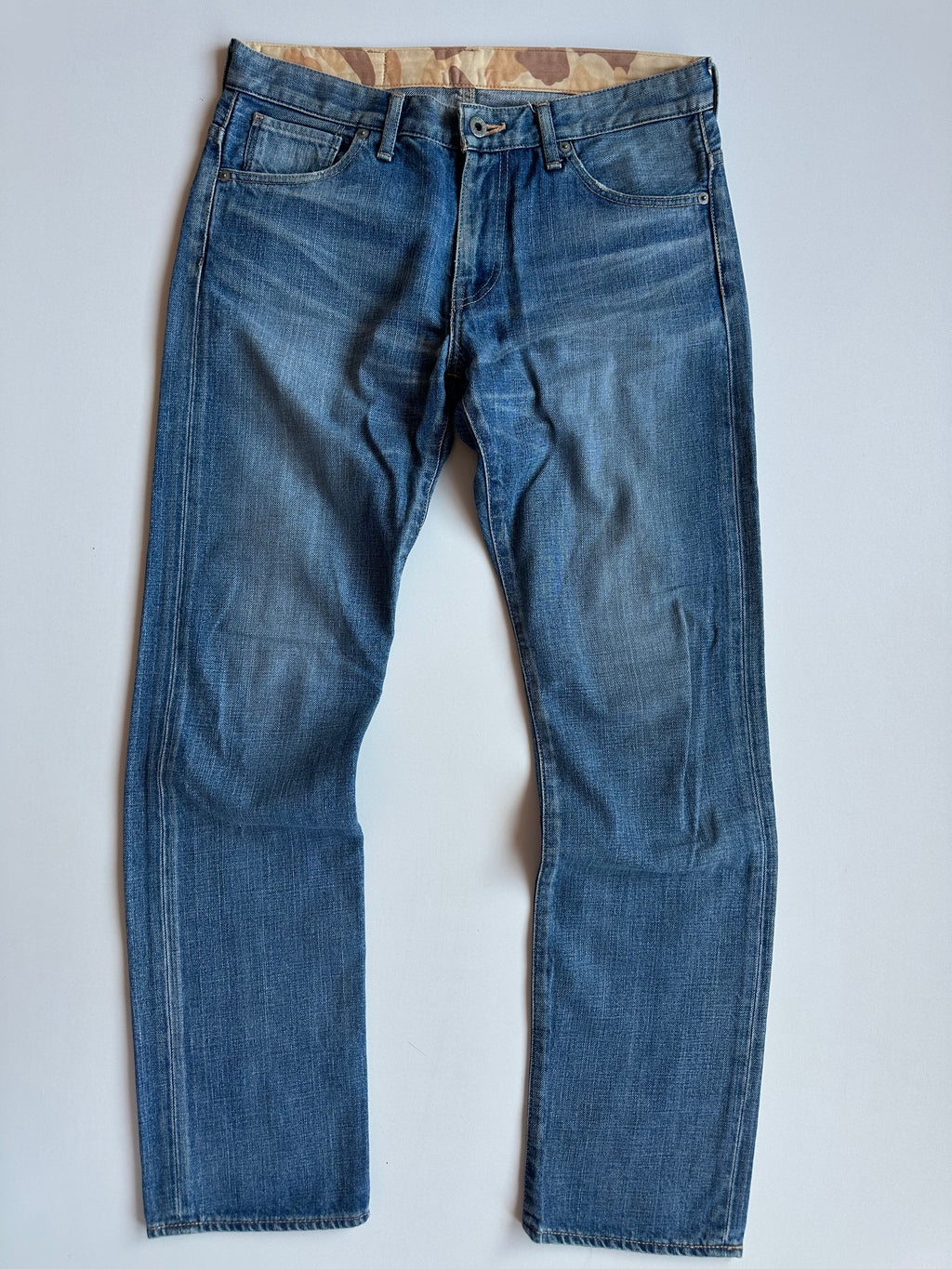 BAPE Studded Ape Head Denim Jeans Washed Blue