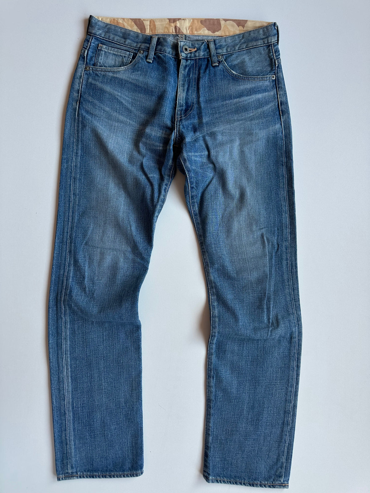 BAPE Studded Ape Head Denim Jeans Washed Blue