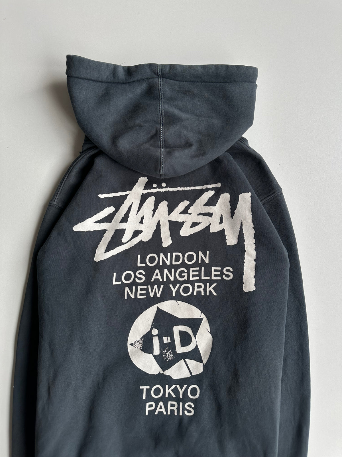 Stussy x i-D World Tour Pigment Dyed Hoodie Grey – 2018