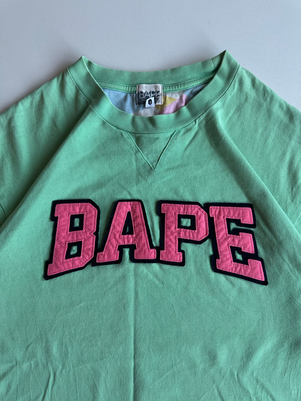 BAPE Varsity Logo Tee Mint Green / Pink