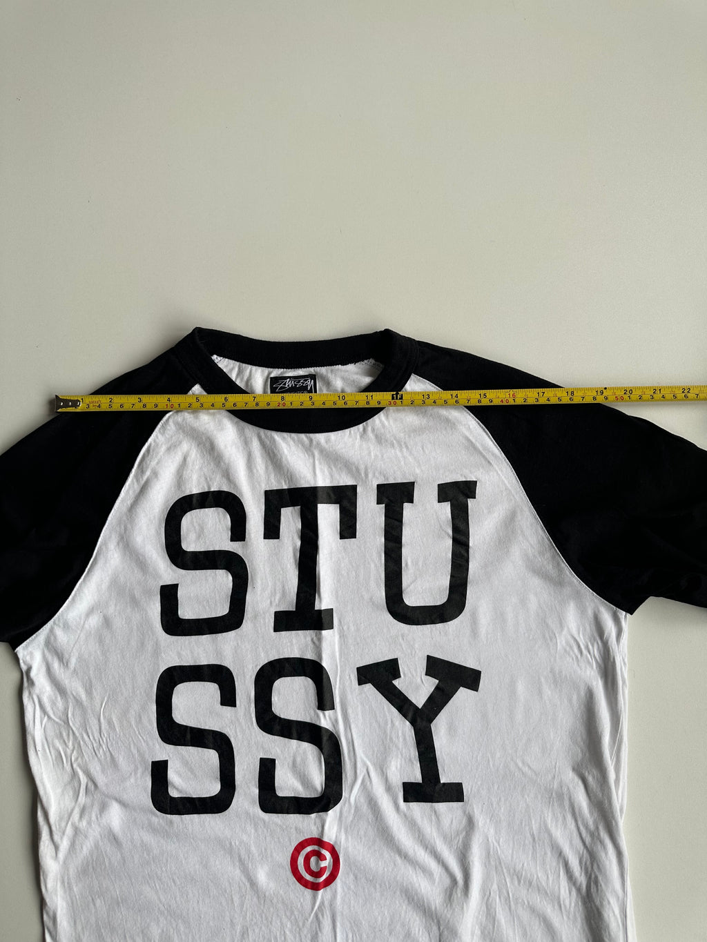 Stüssy STU SSY 3/4 Sleeve Raglan Tee White / Black – Size L