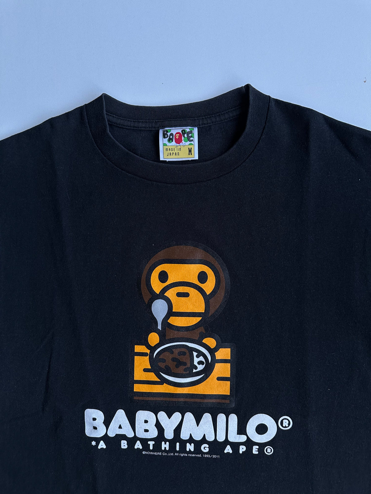 Vintage BAPE Baby Milo Curry Rice Graphic T-Shirt Black – 2011 – Size M