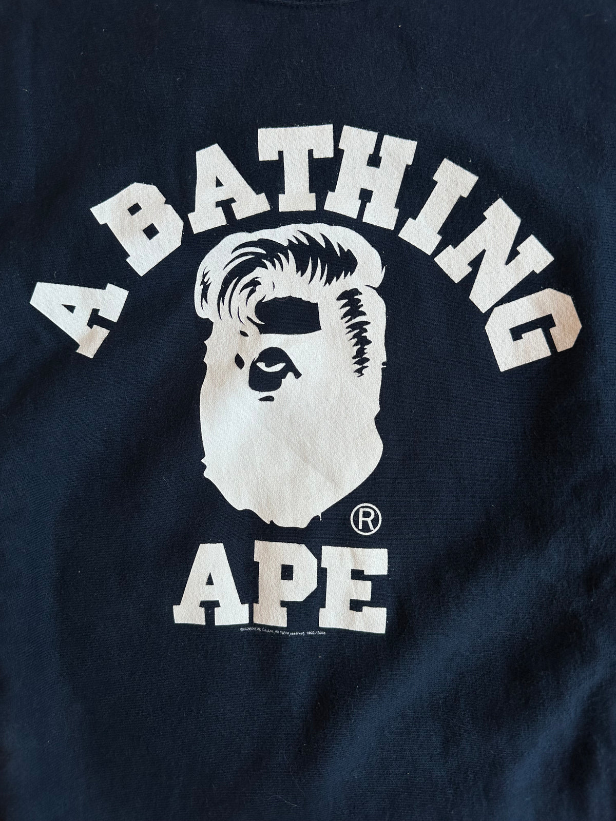 BAPE Harajuku Opening Pompadour College Crewneck Navy – 2008 – Size M