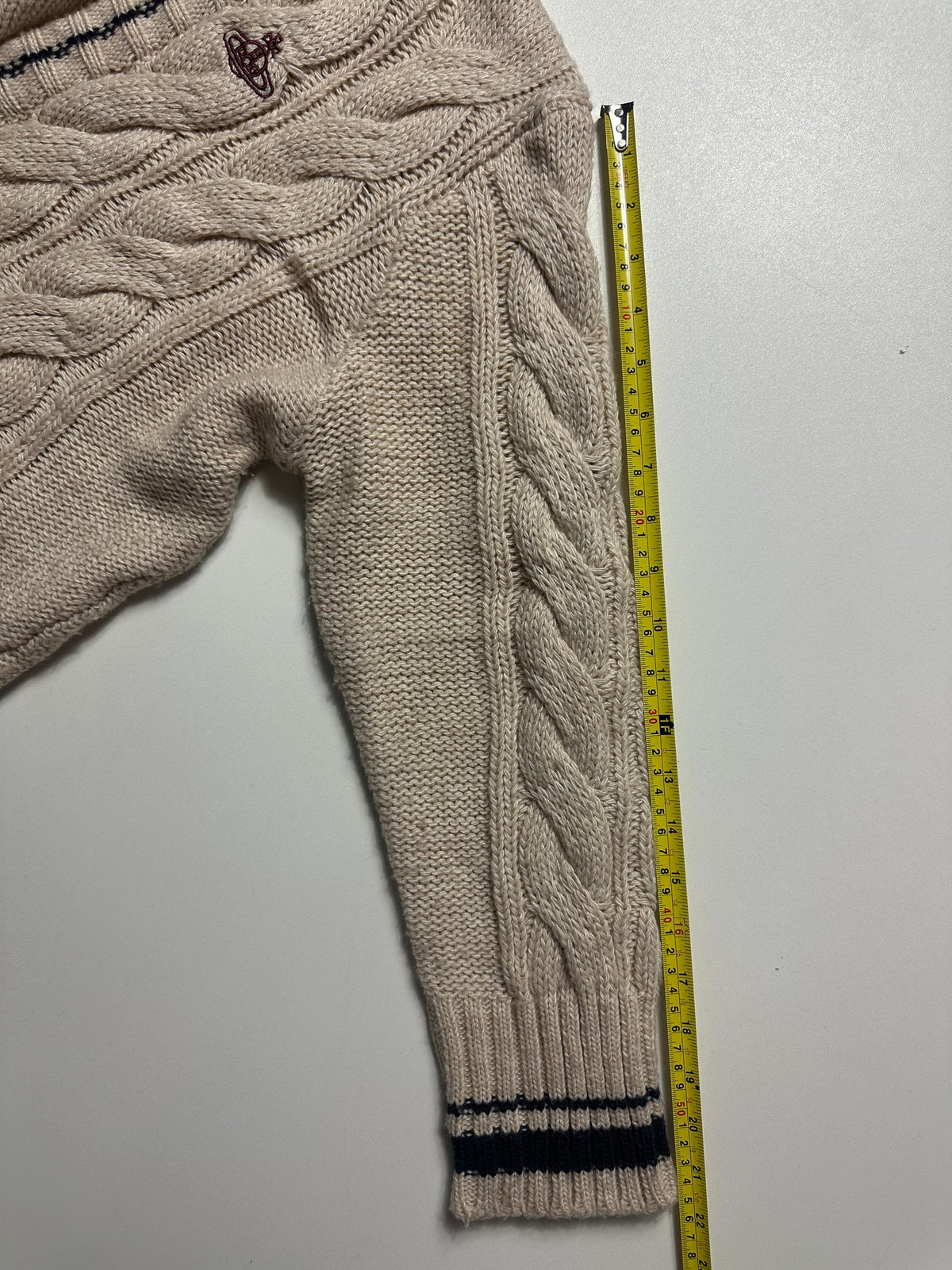 Vivienne Westwood Red Label Cable Knit Orb Cardigan Beige - Size L