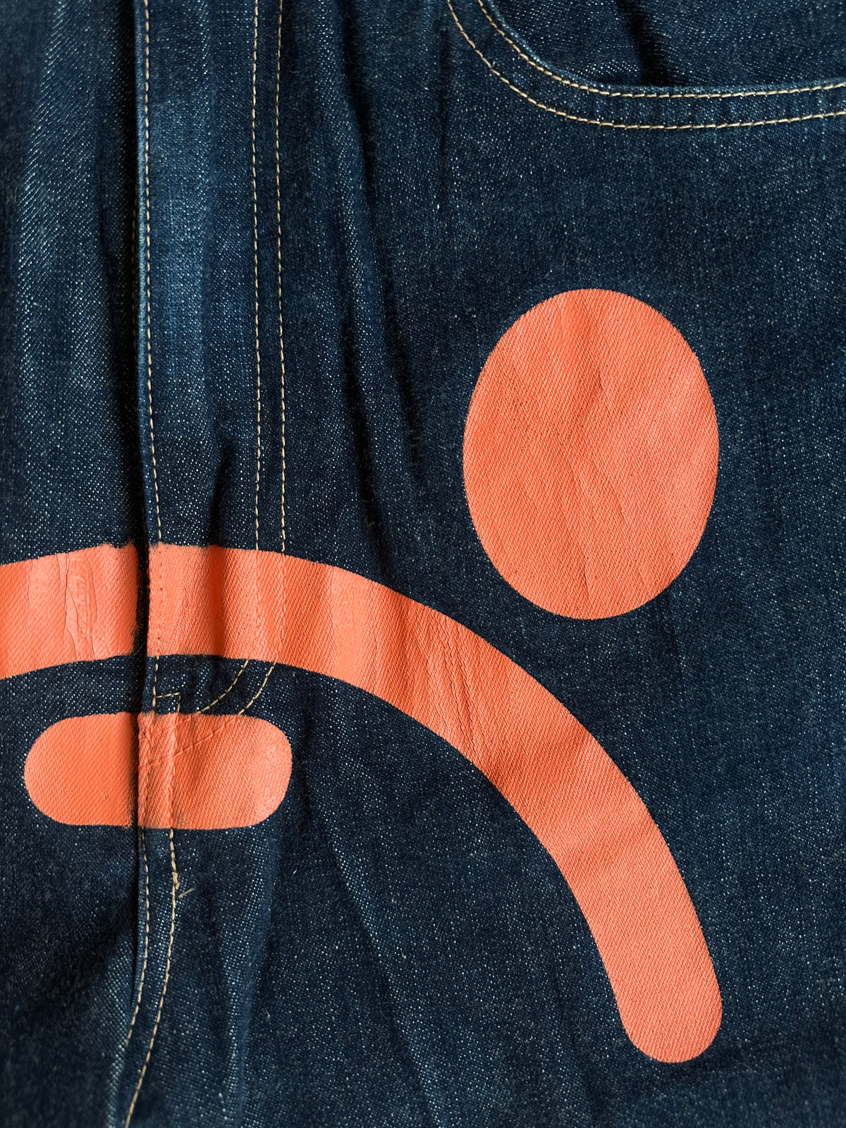 Vintage BAPE Sad Face Denim Jeans Indigo – Pre-2005 – Size L