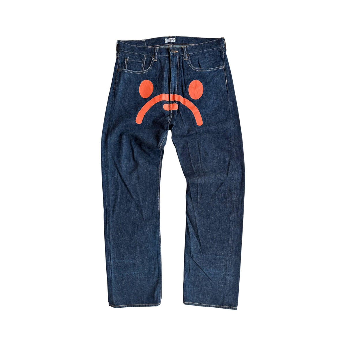 Vintage BAPE Sad Face Denim Jeans Indigo – Pre-2005 – Size L