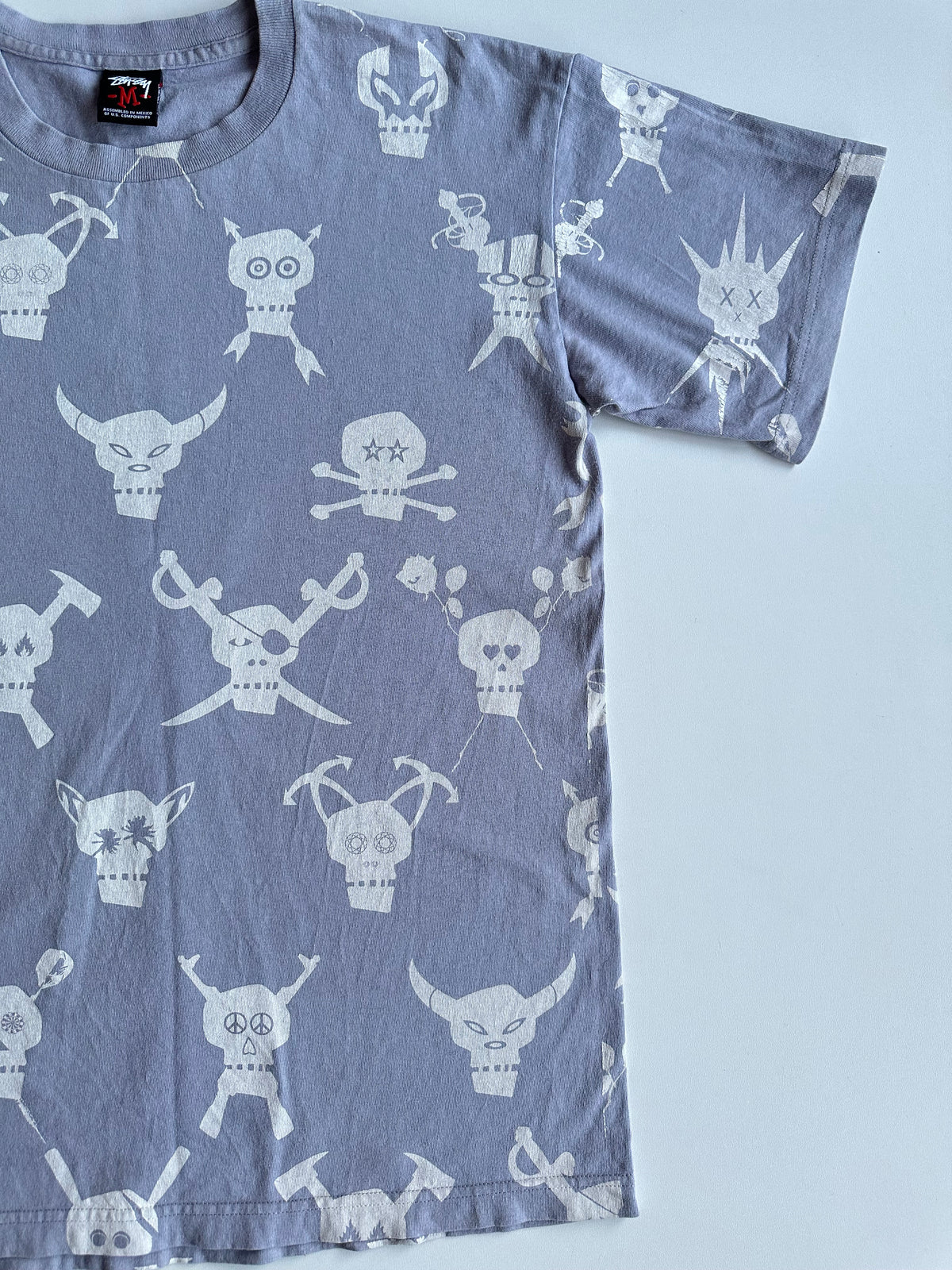 Vintage Stüssy Skull All Over Print Tee Grey – Red Tag