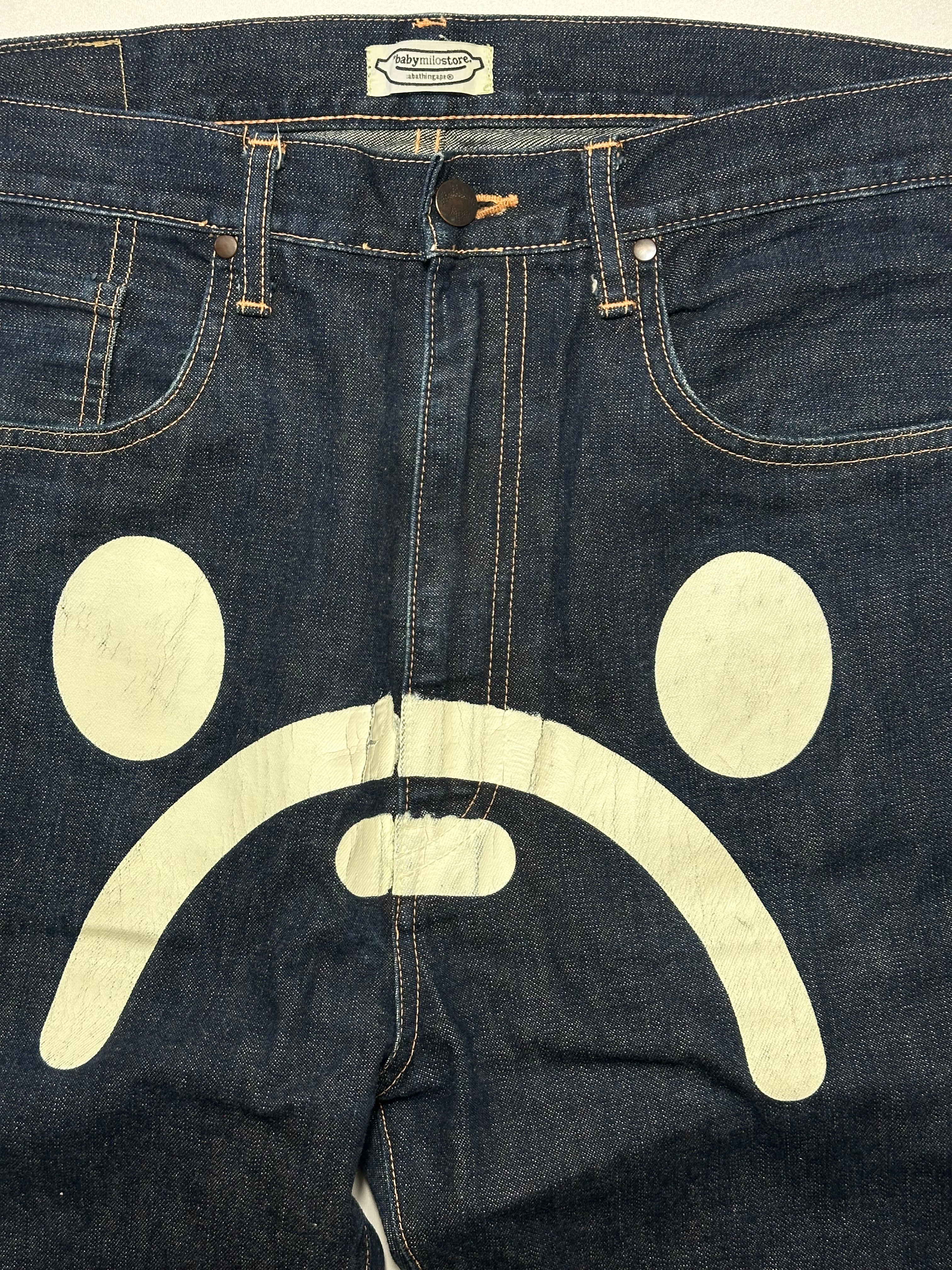 Vintage 00’ Bape Sad Face Baggy Jeans