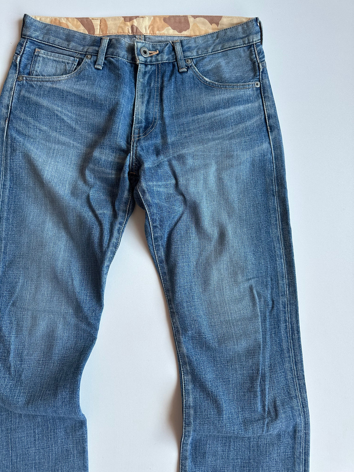 BAPE Studded Ape Head Denim Jeans Washed Blue