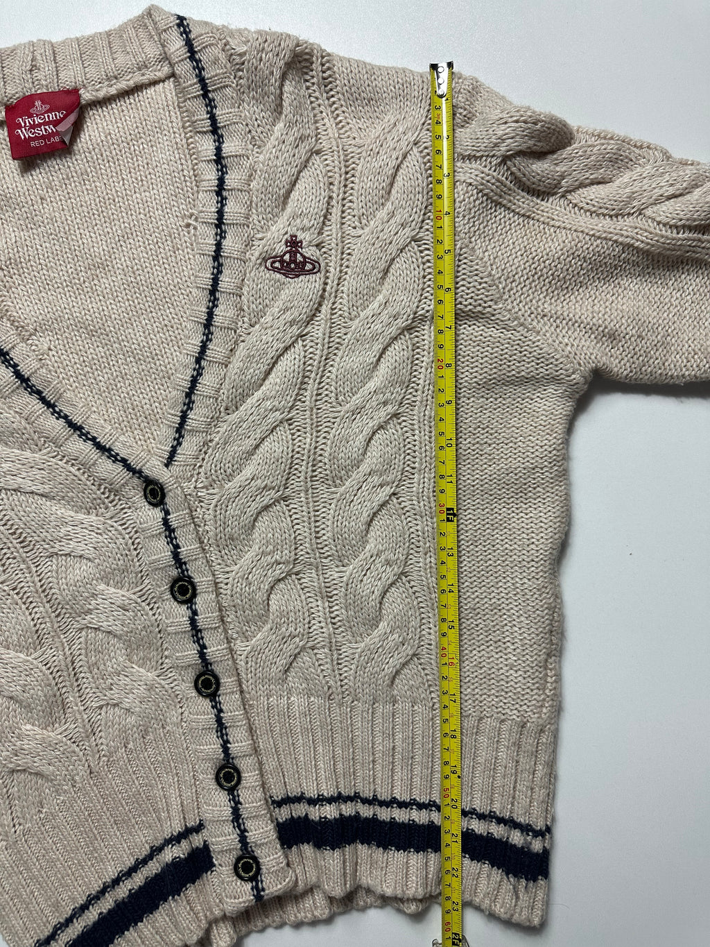 Vivienne Westwood Red Label Cable Knit Orb Cardigan Beige - Size L