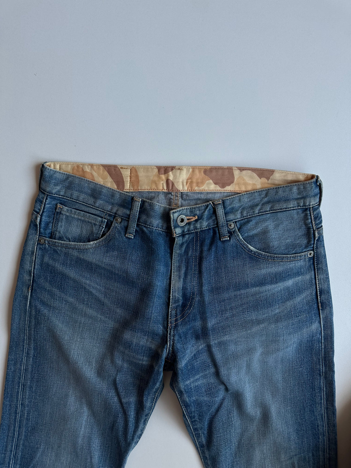 BAPE Studded Ape Head Denim Jeans Washed Blue