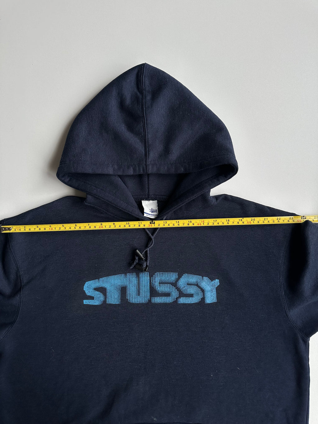 Vintage Stussy Skull Logo Hoodie Navy