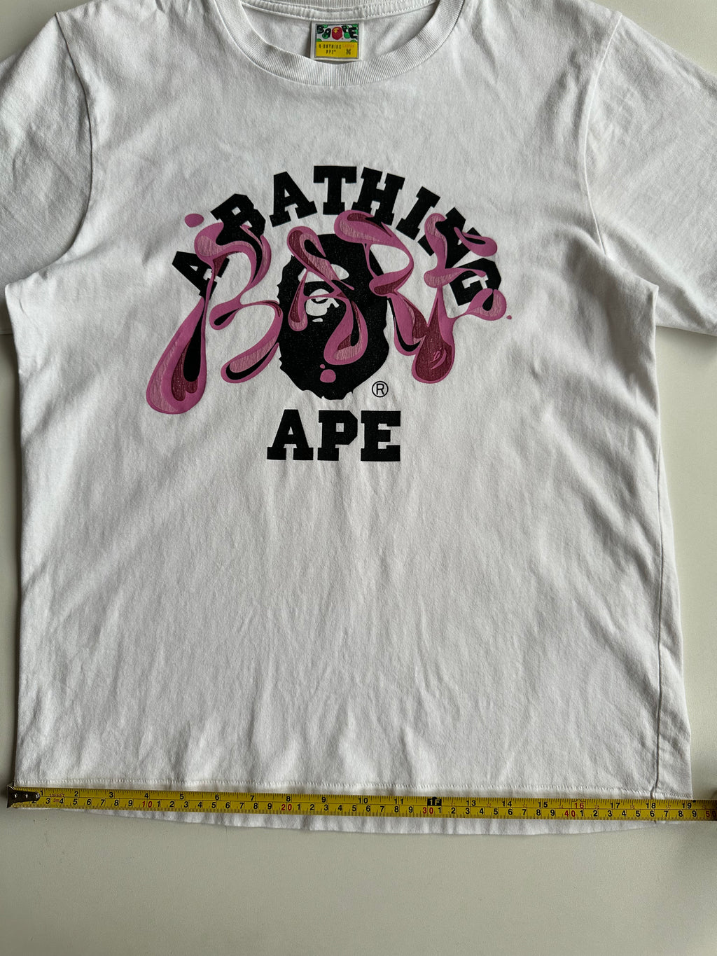 BAPE Marble Camo Liquid College Tee White / Pink – SS22 – Size M