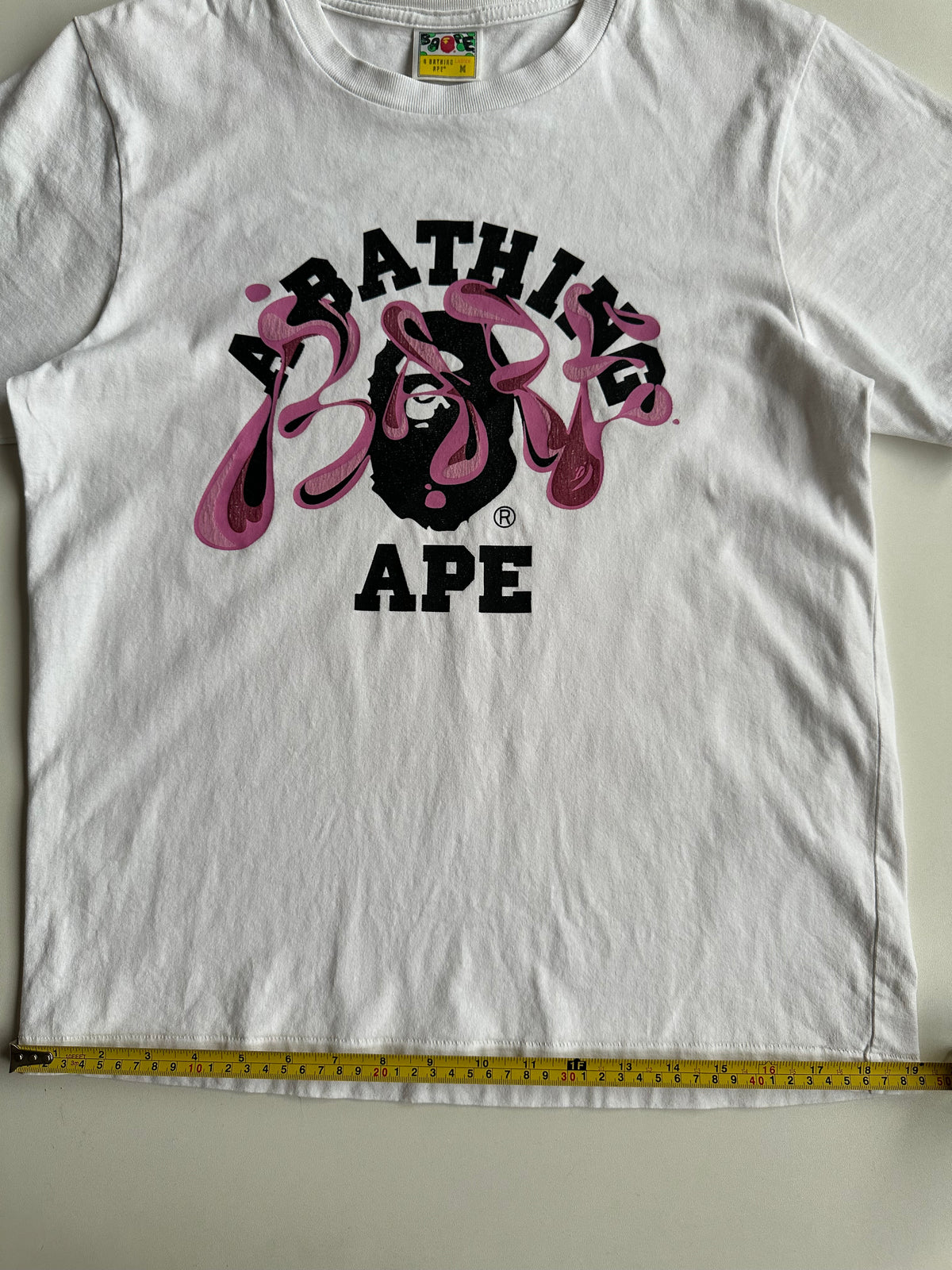 BAPE Marble Camo Liquid College Tee White / Pink – SS22 – Size M