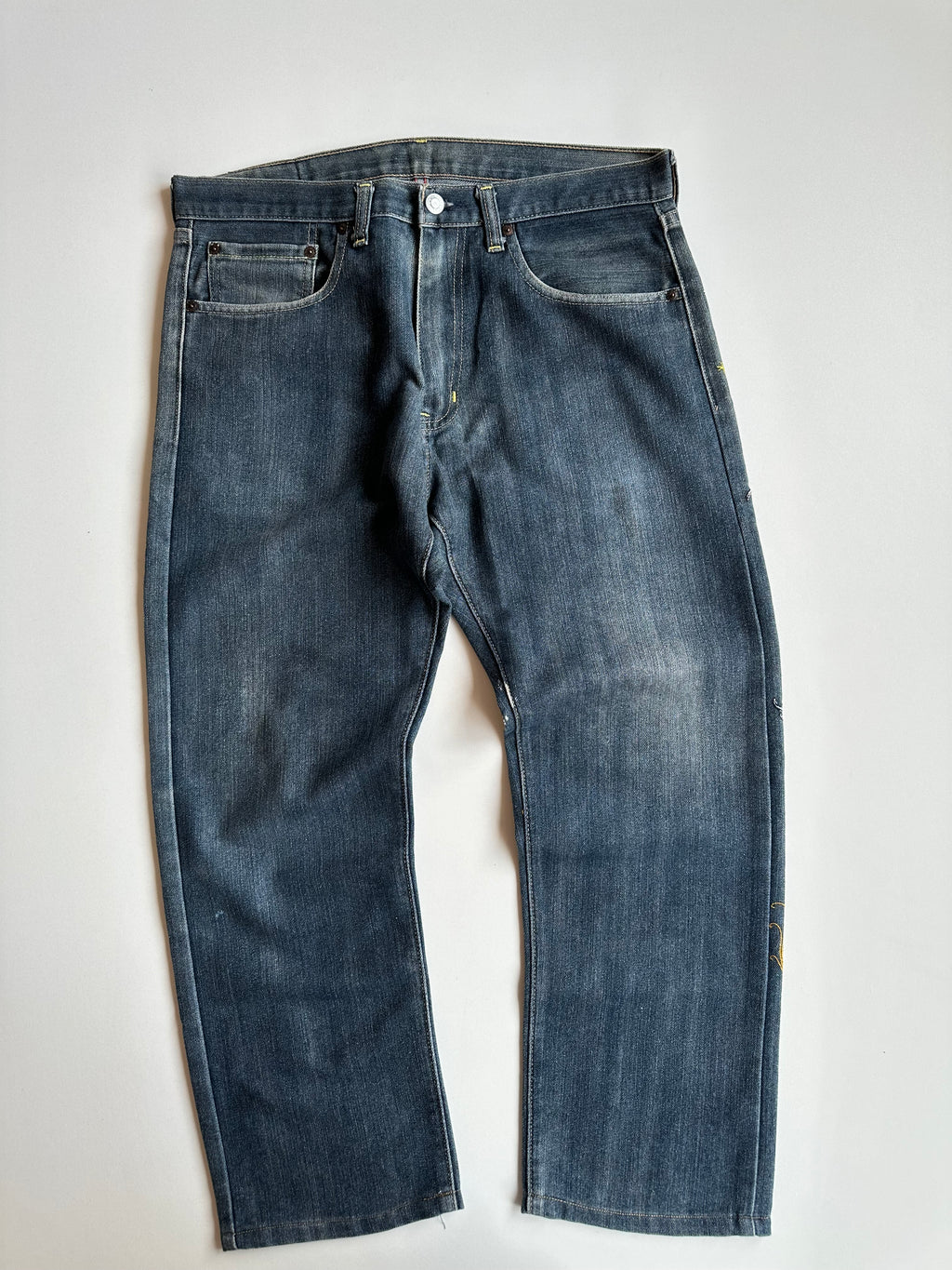 Vintage SUGOI Japan Tattoo Koi Fish Embroidered Jeans