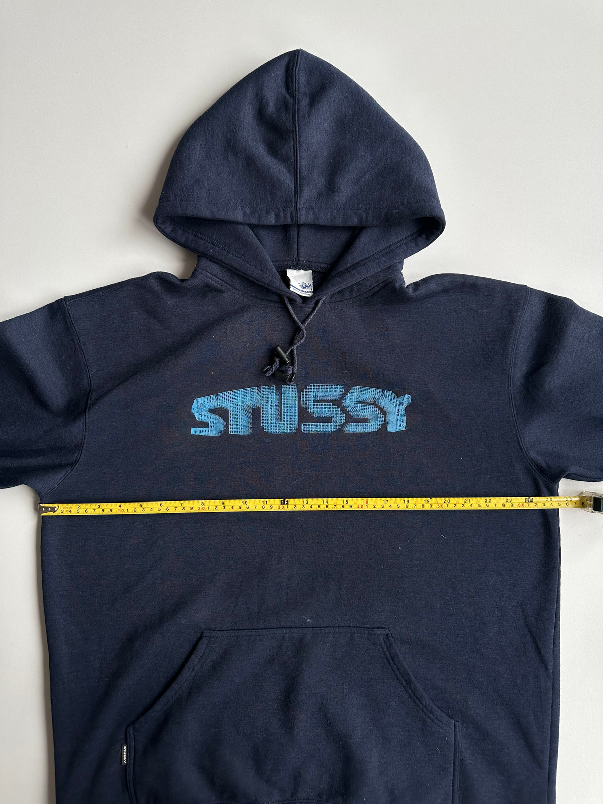Vintage Stussy Skull Logo Hoodie Navy