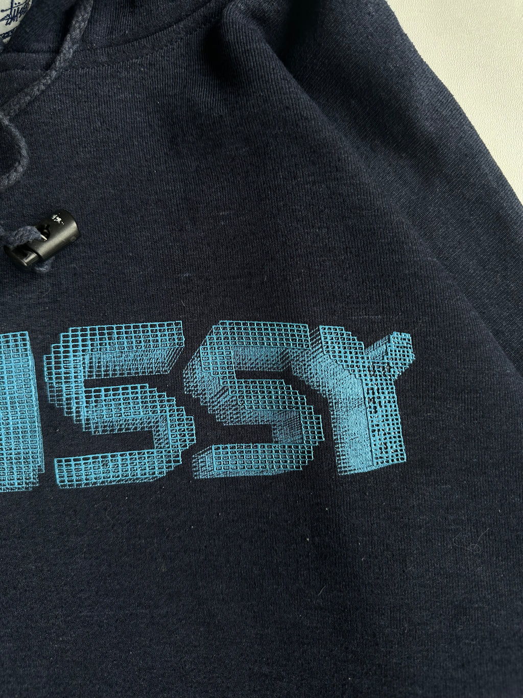 Vintage Stussy Skull Logo Hoodie Navy