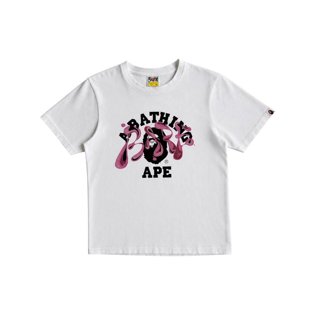 BAPE Marble Camo Liquid College Tee White / Pink – SS22 – Size M