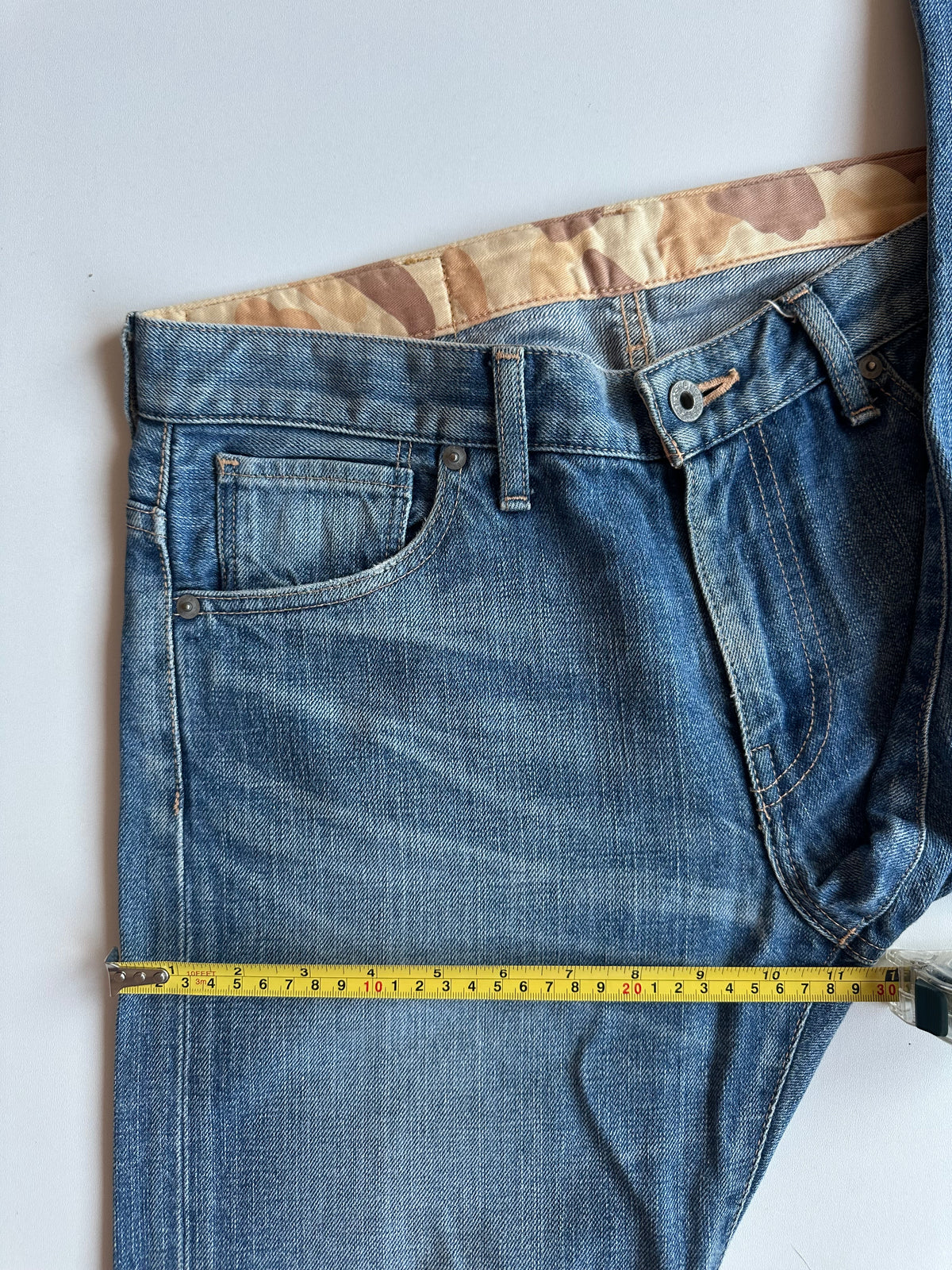 BAPE Studded Ape Head Denim Jeans Washed Blue